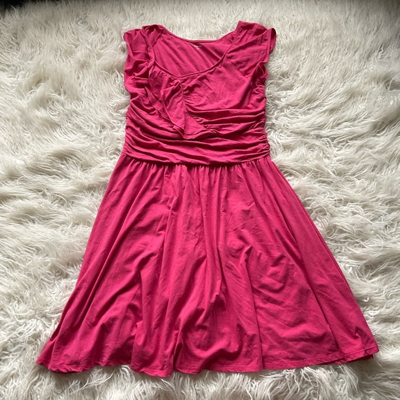 Garnet Hill Piazza Rose Pink Jersey Ruffle Dress - Picture 3 of 10